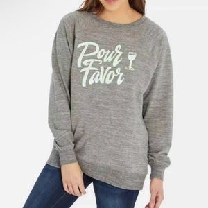 Wildfox "Pour Favor" Statement wine Sweatshirt oversized tunic small